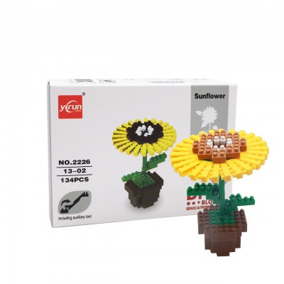 yirun 3d plants series mini blocks kids education toys plastic nano building bricks